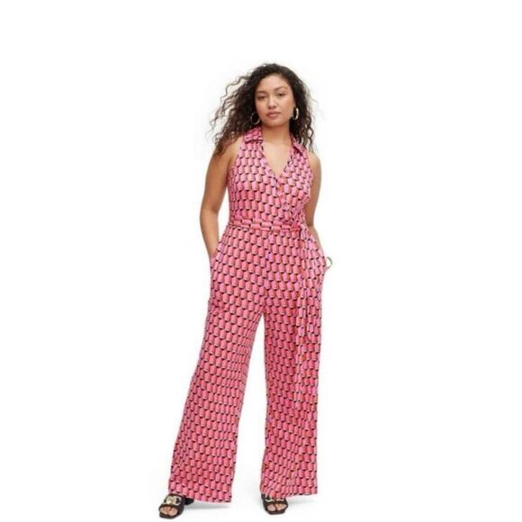 DVF for Target wide leg geo print jumpsuit, mod, retro, groovy, 60s/70s style - Picture 1 of 7